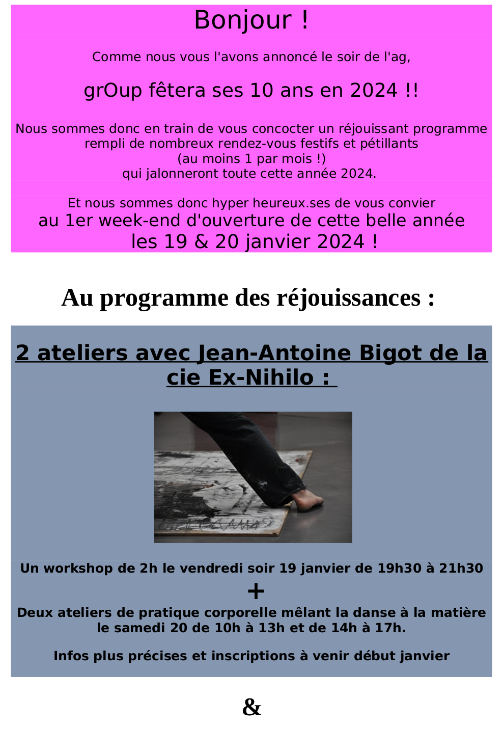 [affiche 10 ans de grOup et ateliers avec Jean-Antoine Bigot]